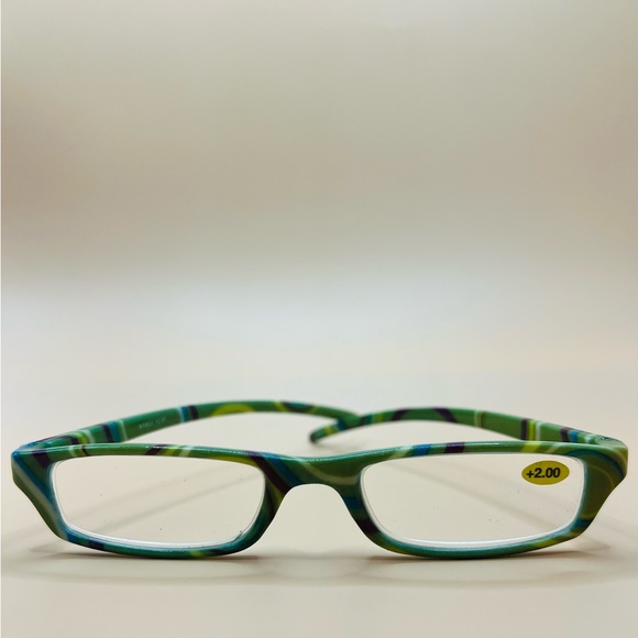 BRAND NEW GEOMETRIC NARROW READERS. GREEN DESIGN WITH MATCHING CASE - Picture 4 of 7